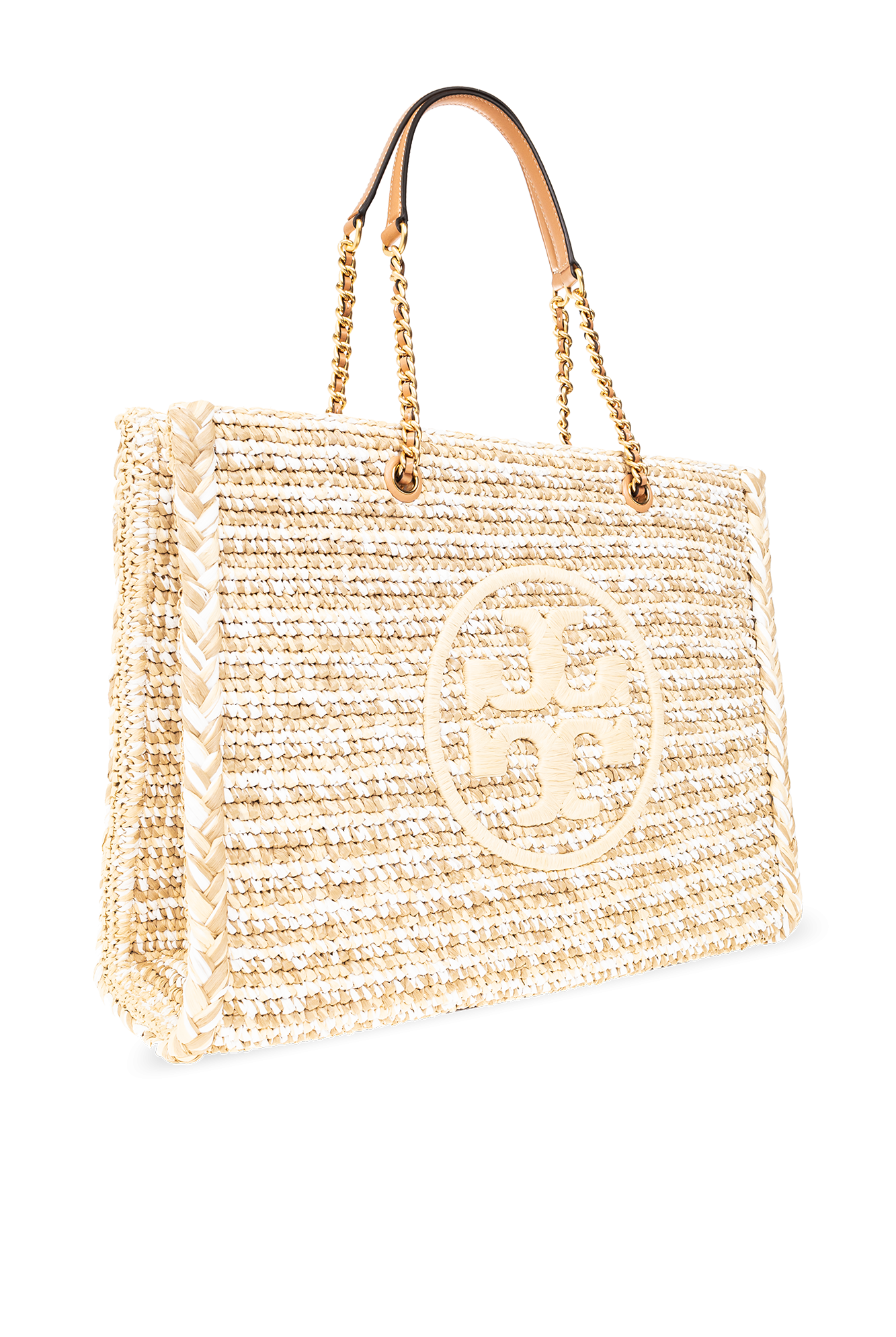 Tory burch ella metallic straw clearance tote